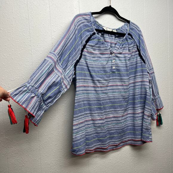 Caffe Marrakesh Anthro Cotton Top Womens 2X Flowy Tasseled Bohemian Cottagecore - Picture 5 of 12